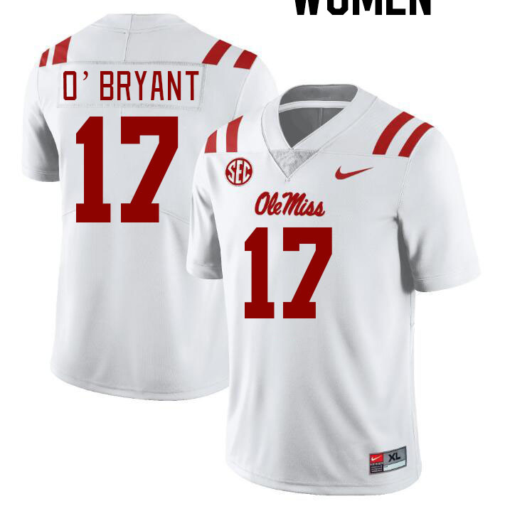 Women #17 Richard O'Bryant Ole Miss Rebels College Football Jerseyes Stitched Sale-White - Click Image to Close